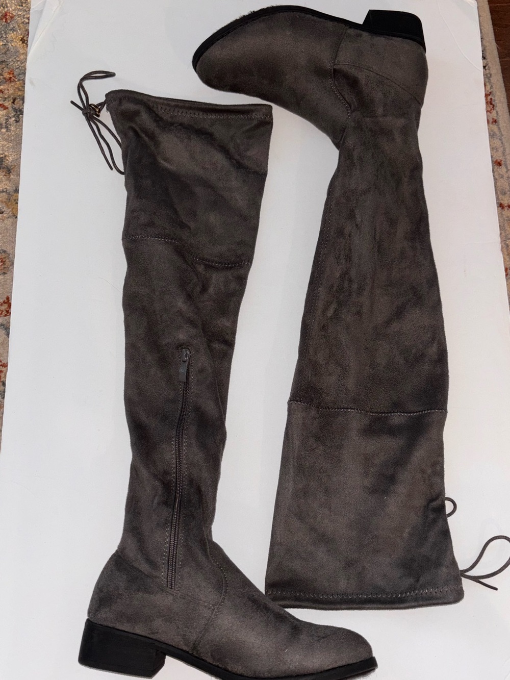 Nature Breeze Women’s Olympia Knee High Boots Size 7 Grey Faux Suede